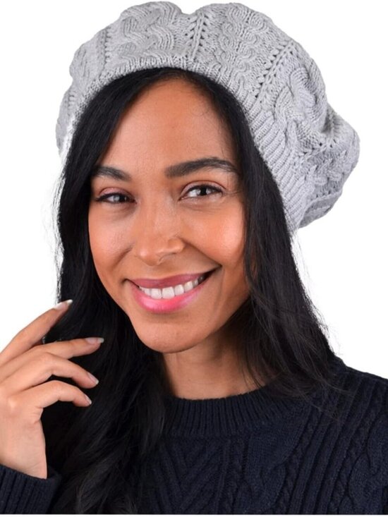 Women\'s Crochet Knitted Style Beanie Slouchy Hat Silver main image 7